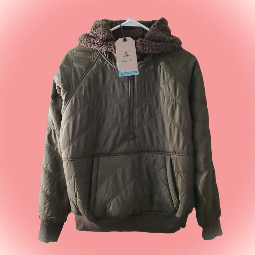 Prana Esla Hooded Pullover Jacket - Half Zip, Small, Green